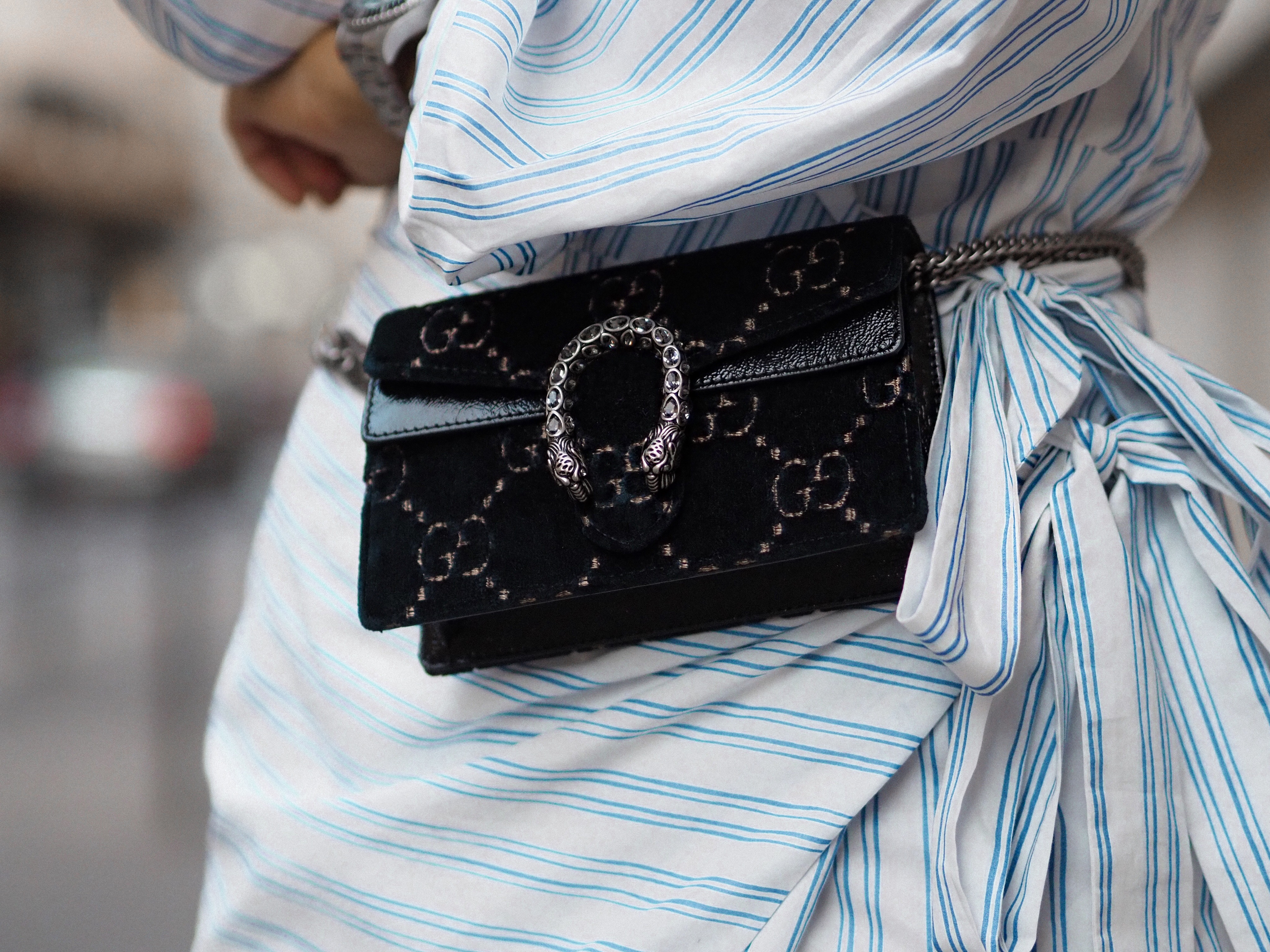 Gucci velvet mini bag blogger